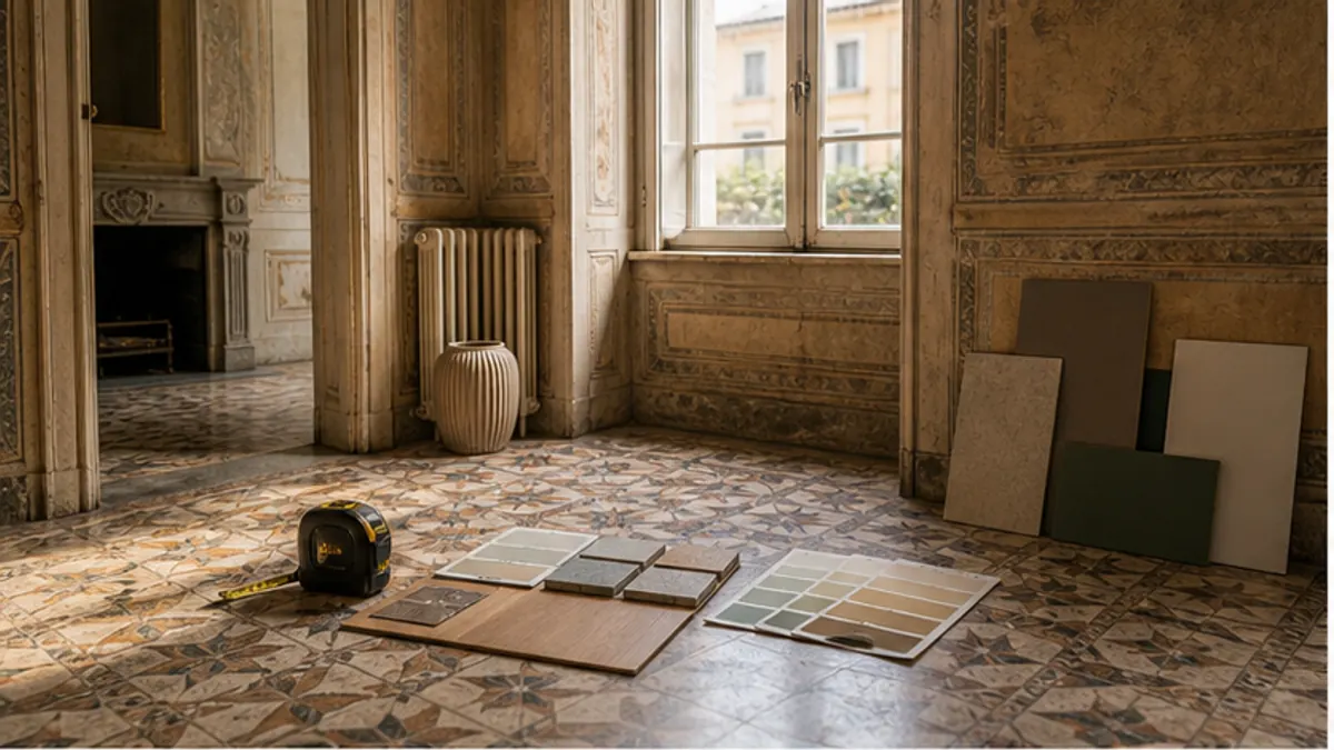 Scena editoriale realistica per quando abbassare il prezzo di casa, con casa italiana, documenti e luce naturale