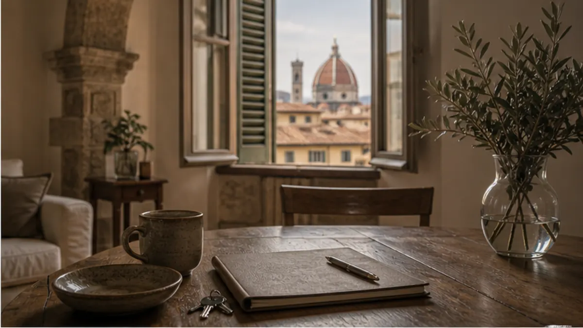 Scena editoriale realistica per piano e ascensore nel valore casa, con casa italiana, documenti e luce naturale