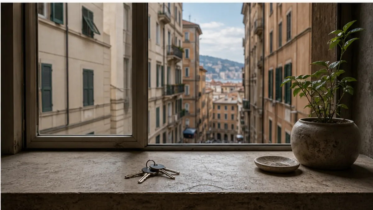Scena editoriale realistica per vendere casa a milano: prezzo di partenza, con casa italiana, documenti e luce naturale