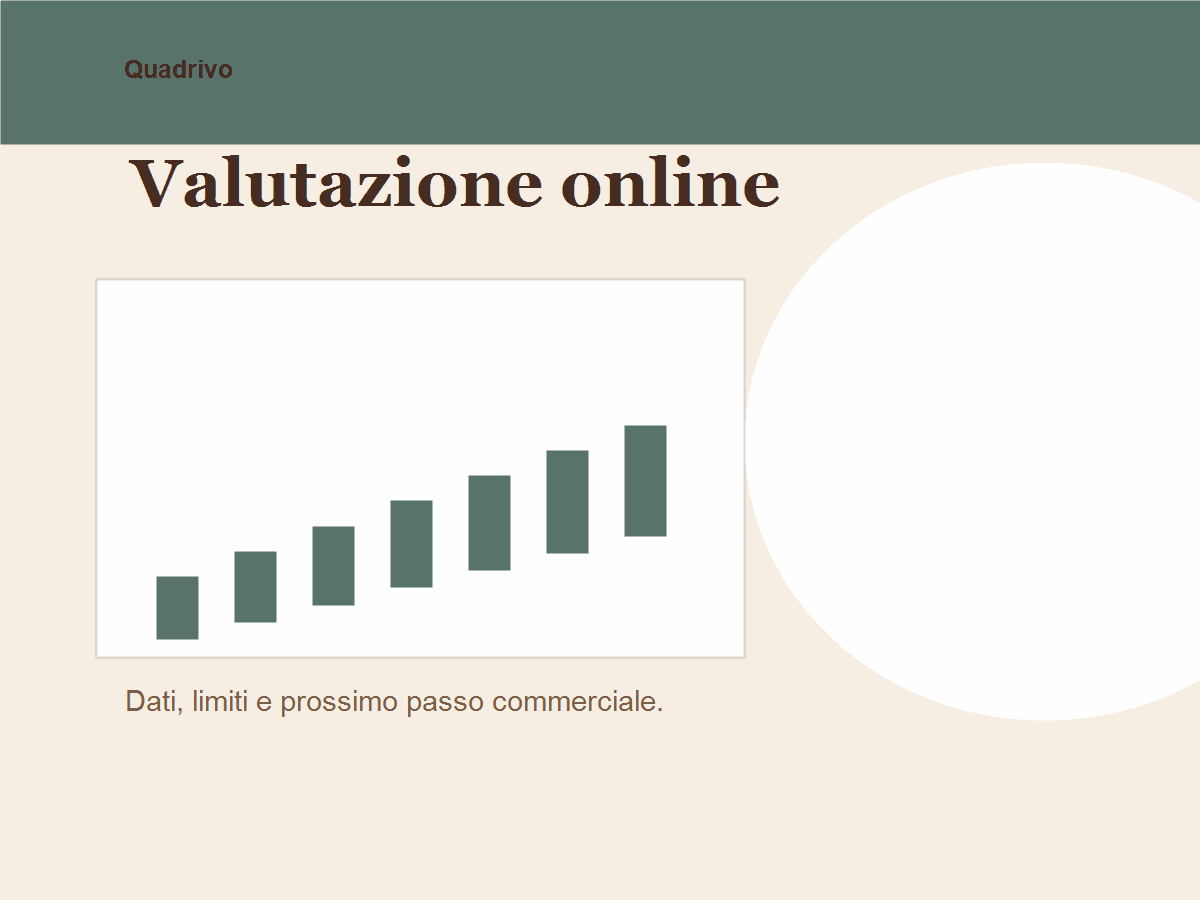 Computer con stima immobiliare orientativa, casa luminosa sullo sfondo e dettagli commerciali