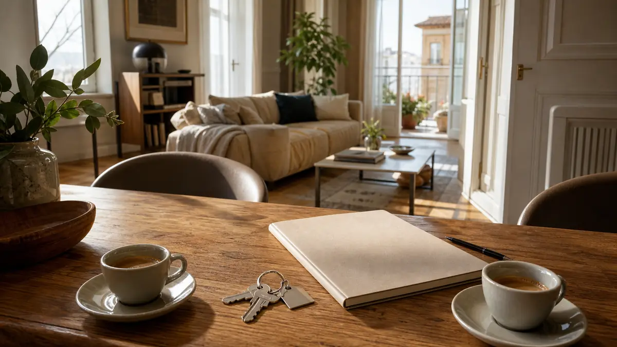 Scena editoriale realistica per prezzo trattabile casa senza svalutare, con casa italiana, documenti e luce naturale